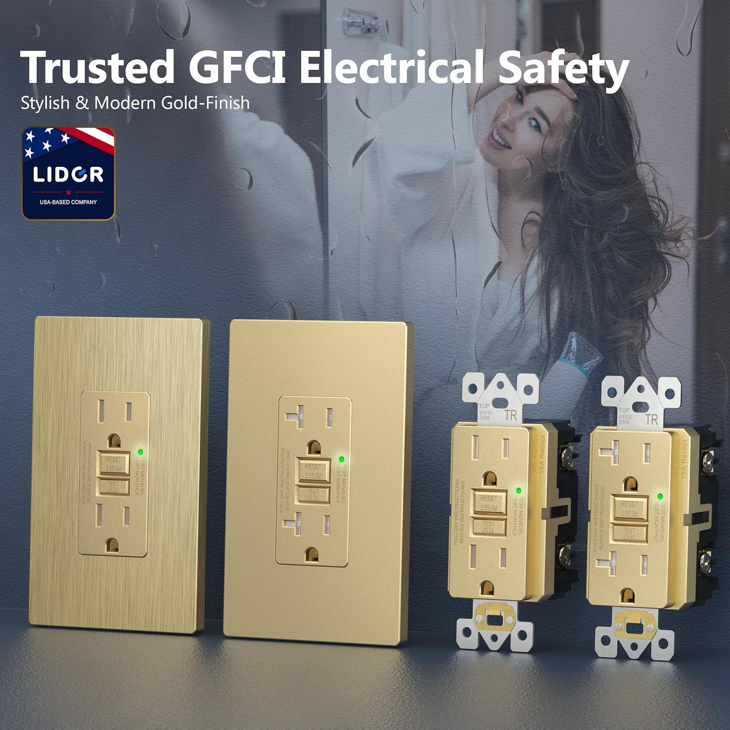 20A GFCI Outlet, Tamper-Resistant Receptacle, Self-Test, LED Indicator, Anti-Int