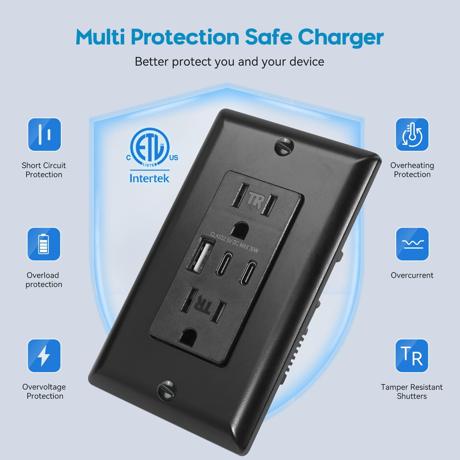 USB Outlets Receptacles 6.0A 30W Charging Power Outlet with USB C & A Ports 1…
