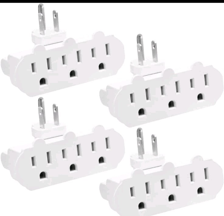 Maxxima ~ 3-Outlet Swivel Grounded 180°Degree Wall Plug Adapter – White, 4 Ct.
