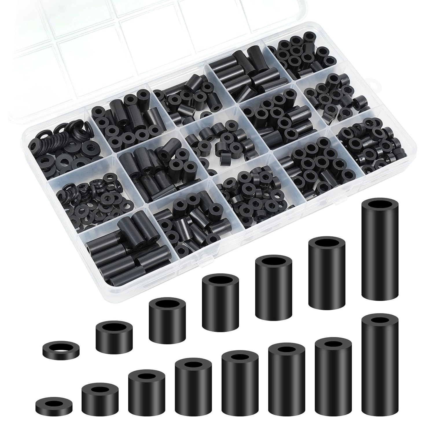 Black Nylon Electrical Outlet Spacer Kit – 345 Pcs Non-Threaded Assortment