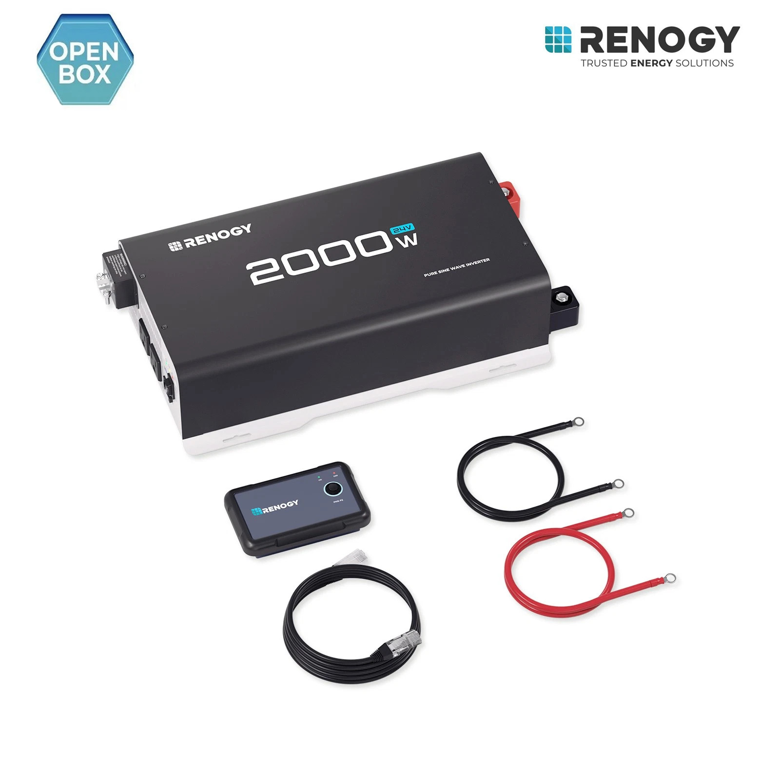 Open Box Renogy 2000W inverter Pure Sine Wave Solar 24V DC to 120V AC Remote