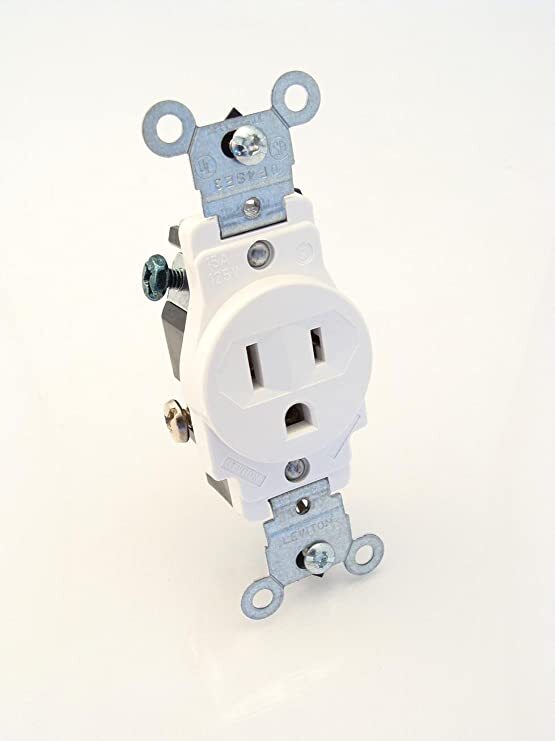 Leviton 5015-W Single Receptacle 15A 125V White Wall Outlet Receptacle