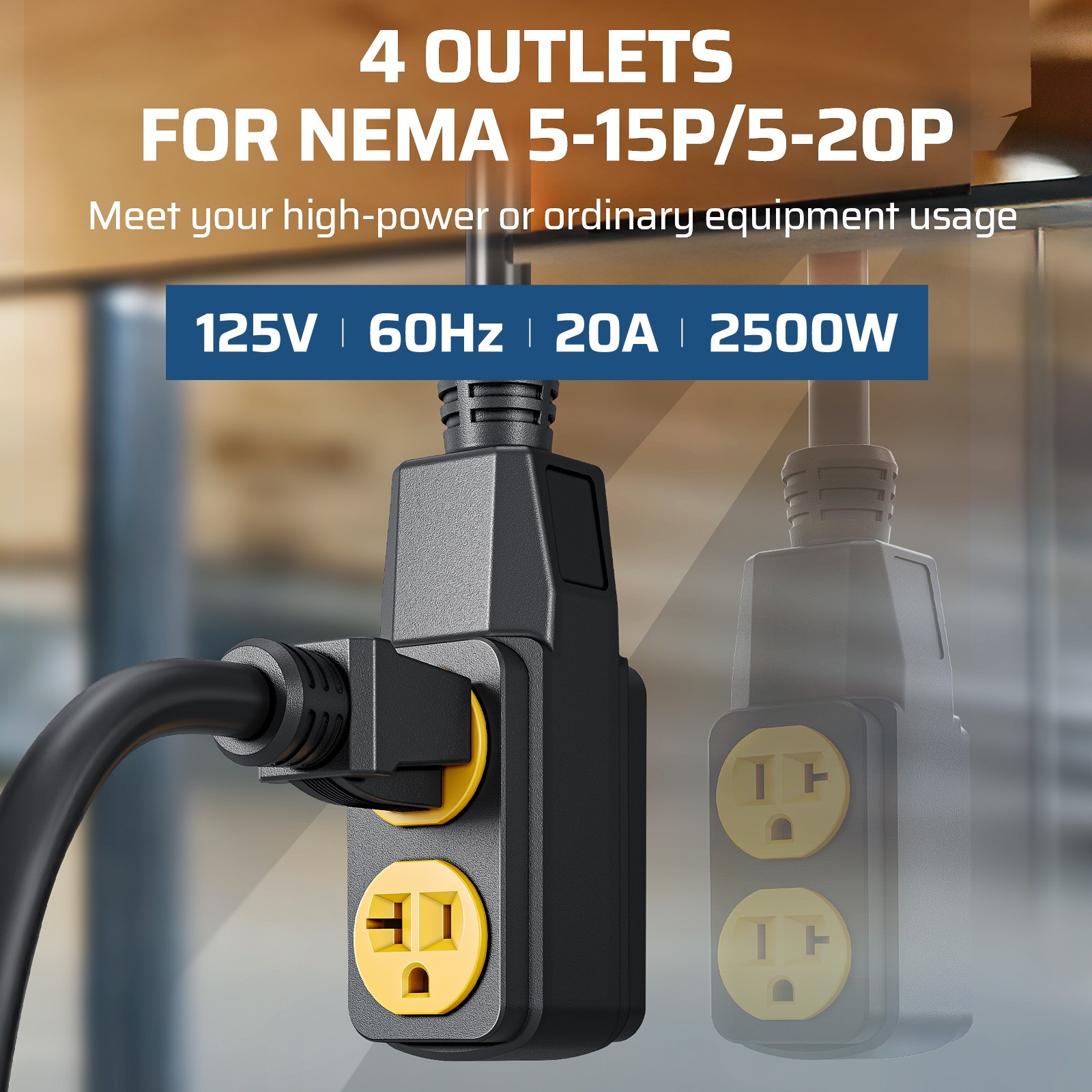 DEWENWILS 2500W Heavy Duty Power Cord Reel,Wall/Ceiling Mount,180°Swivel Bracket