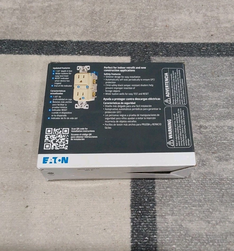 EATON TRGF15V-3 15 Amp TAMPER RESISTANT GFCI RECEPTACLES 3-PACK Ivory NEW G3