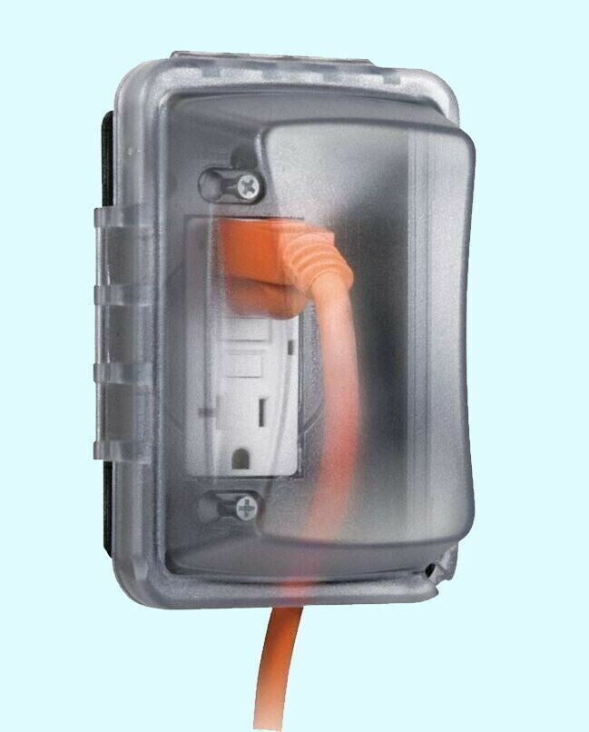 Outdoor Electrical Box Quick-Fit Weatherproof Cover Single Outlet Protector NEW