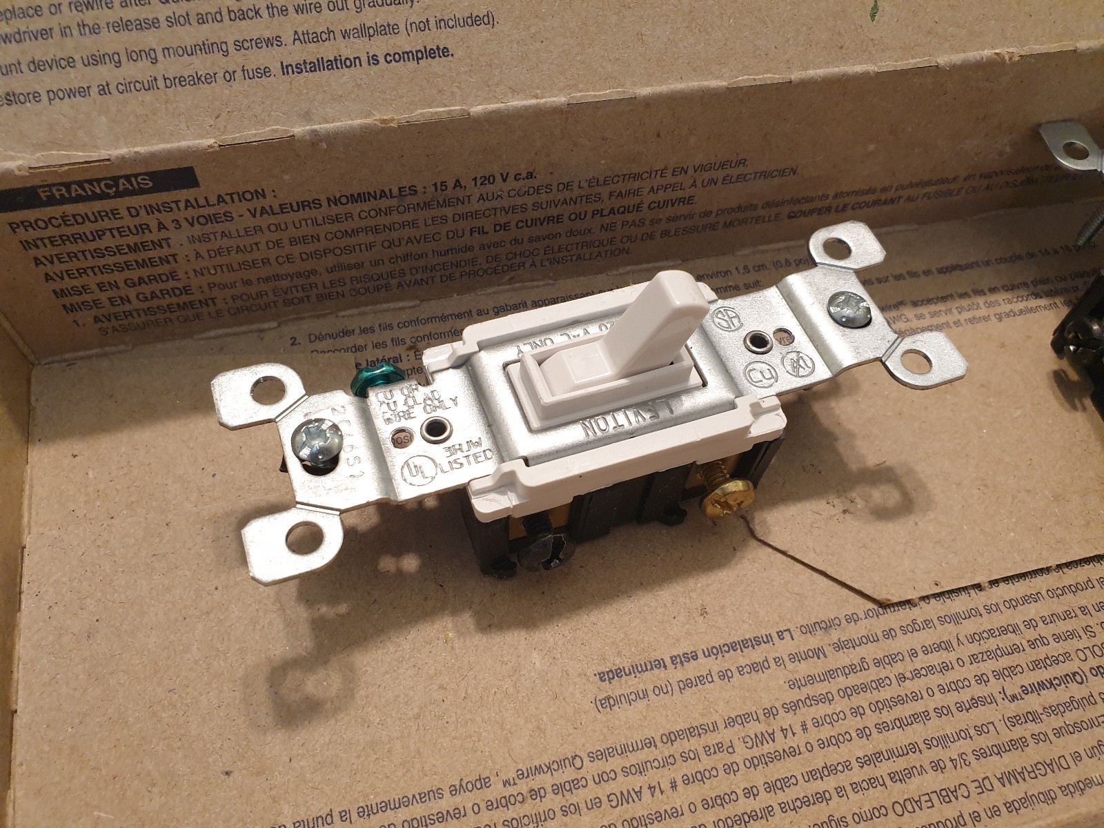 Leviton 2-Pack Standard USA 3-Way Switches 1453-2WM White UL Listed