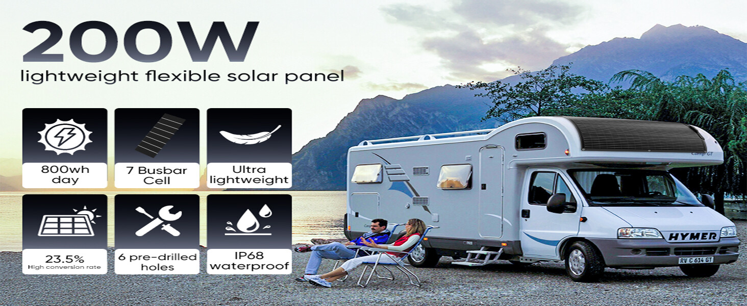 12V 200W 400W 600W 800W Flexible Solar Panel Mono Camping Home RV Battery Charge