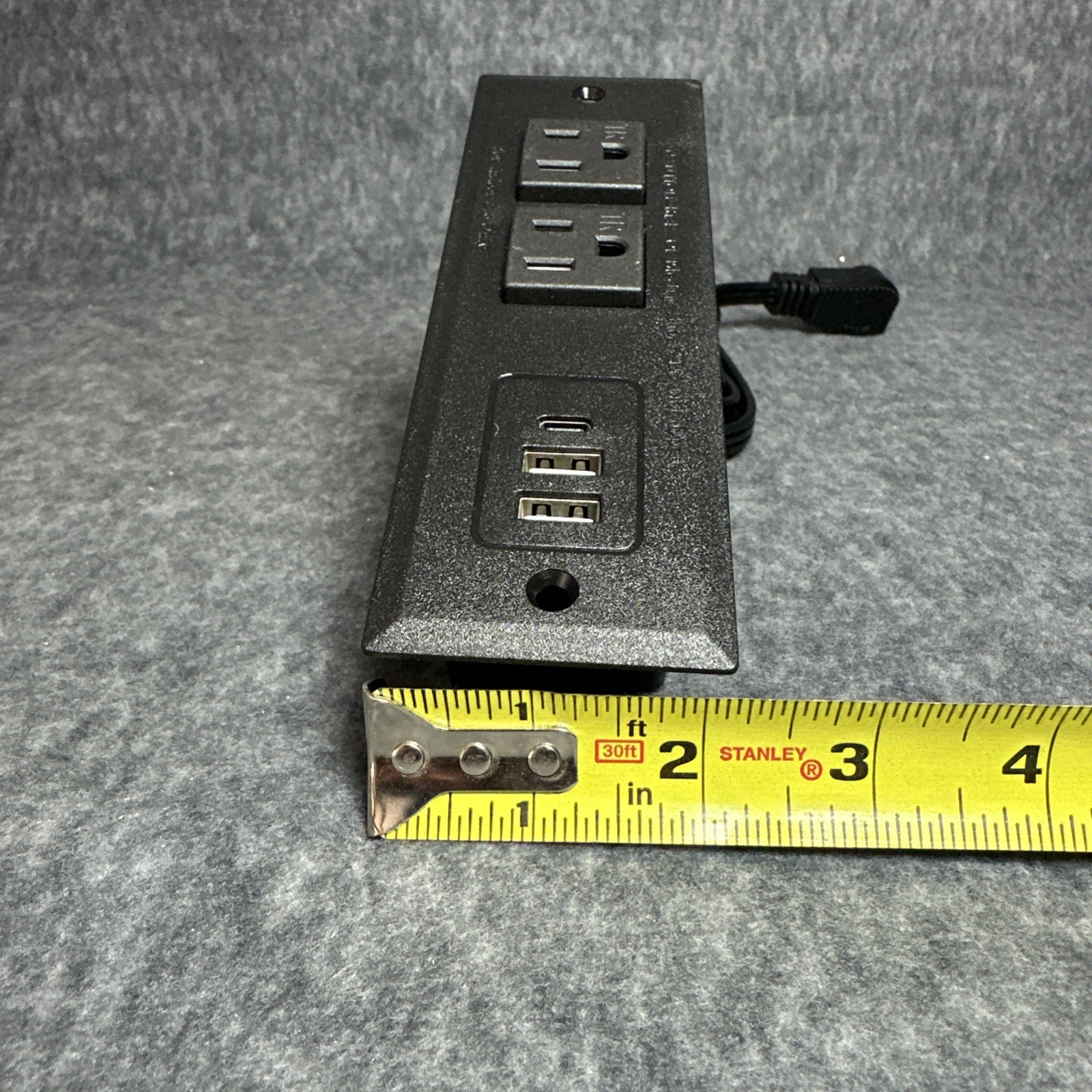 Recessed Power Strip Flush Mounted Drawer Outlet with USB-C USB-A Ports