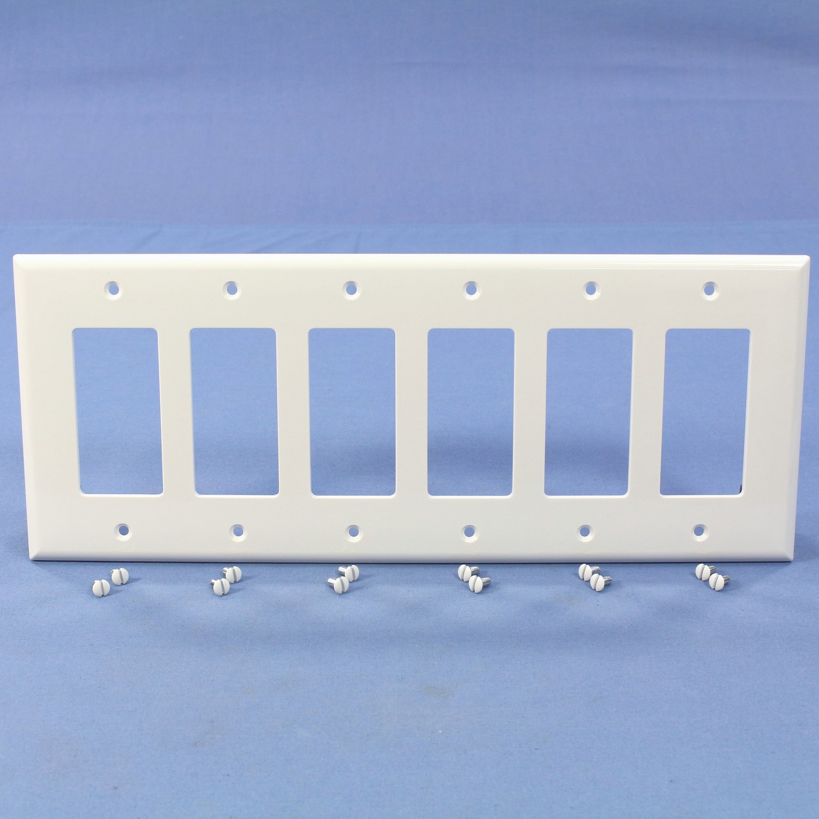 Cooper PJ266W White 6-Gang Unbreakable Decorator GFCI Mid-Size Wallplate Cover