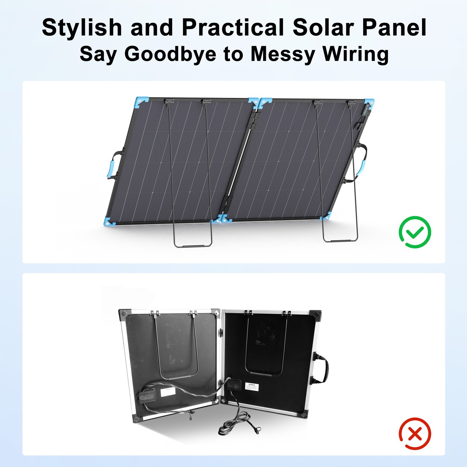 E-POWO 110W 220W Bifacial Solar Panel for Jackery Explorer 1000 v2 Power Station