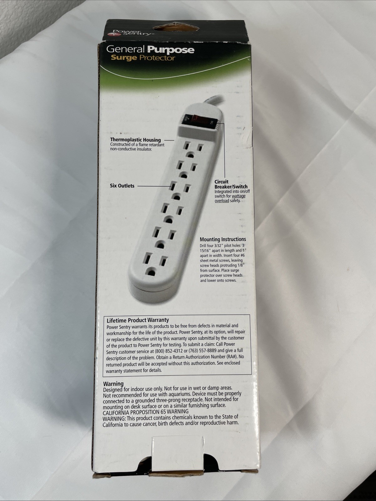 Power Sentry GENERAL PURPOSE SURGE PROTECTOR – 2 pack – 6 outlets @ – 200 Joules