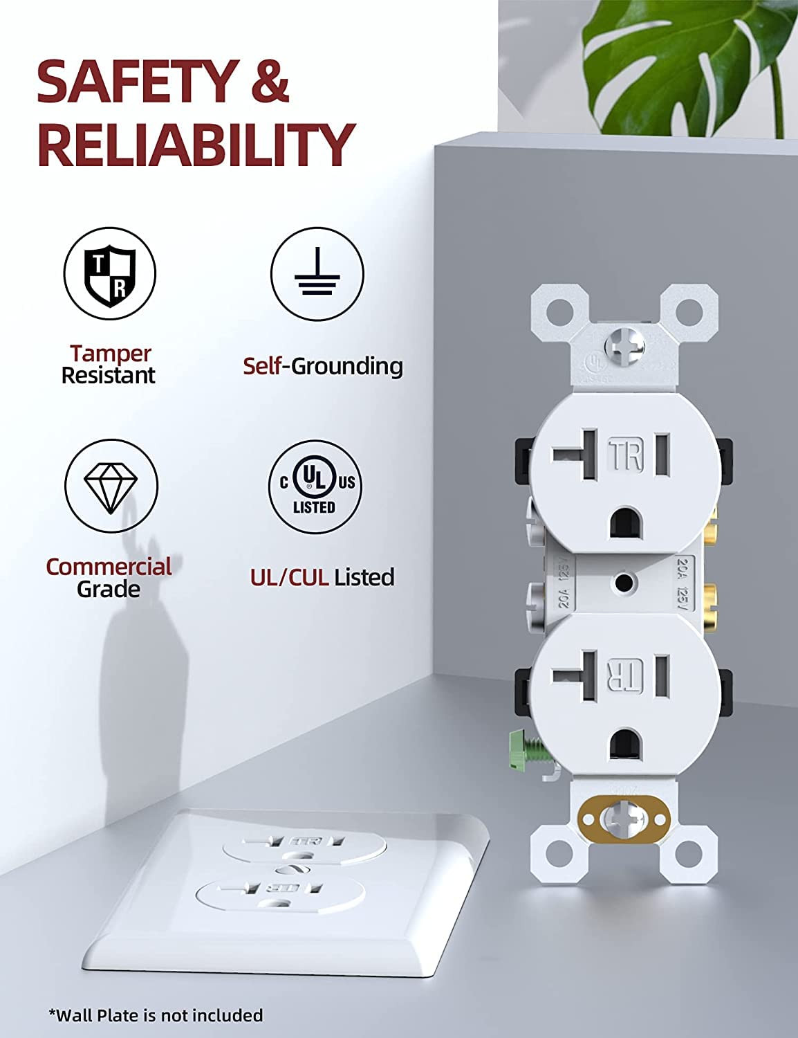 AIDA 20 Pack 𝟮𝟬 𝗔𝗺𝗽𝘀 Outlets Duplex + 20 Pack Decorative Switch