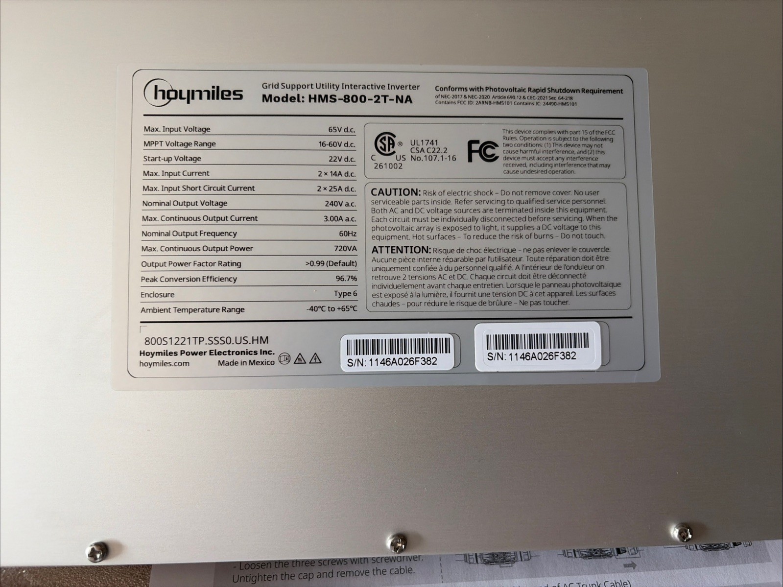 New Case Of 6 – Hoymiles HMS-800-2T-NA Microinverter 800W 240VAC Solar Inverter
