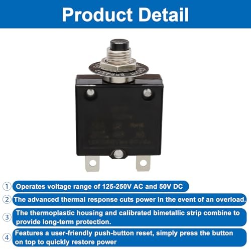 Waziaqoc 2 Pack 15Amp Manual Reset Circuit Breaker, L1 Series 125 16.0 Watts