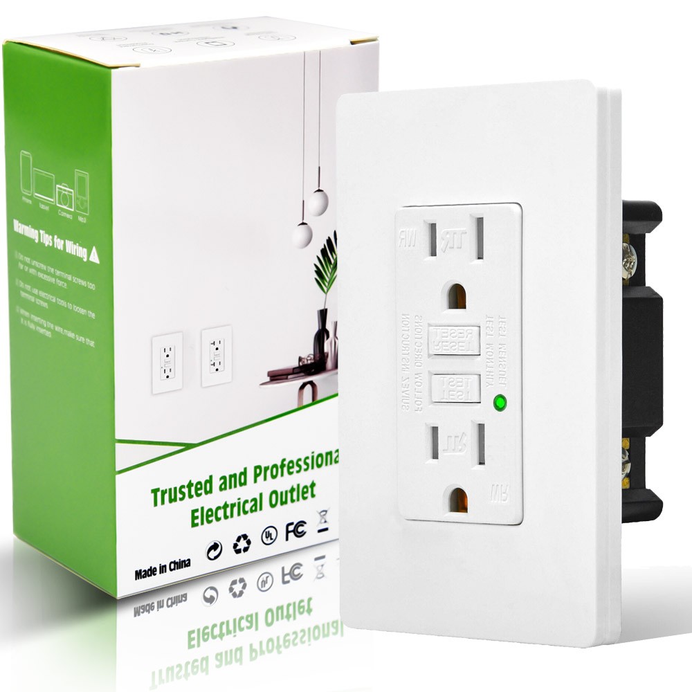 2 x GFCI Outlet 15 A/125V Ground Fault Circuit Interrupter Receptacle with LED