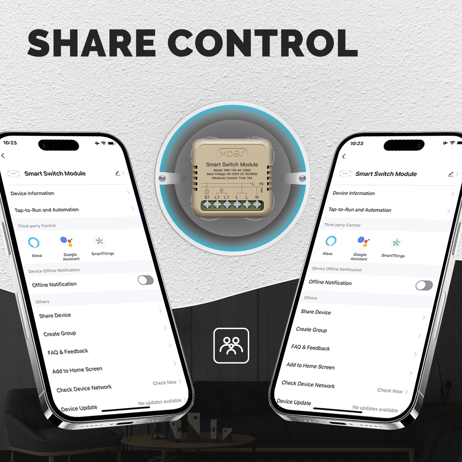 MOES WiFi Mini Smart Switch Module 16A Energy Monitoring 3-Way Alexa Google APP