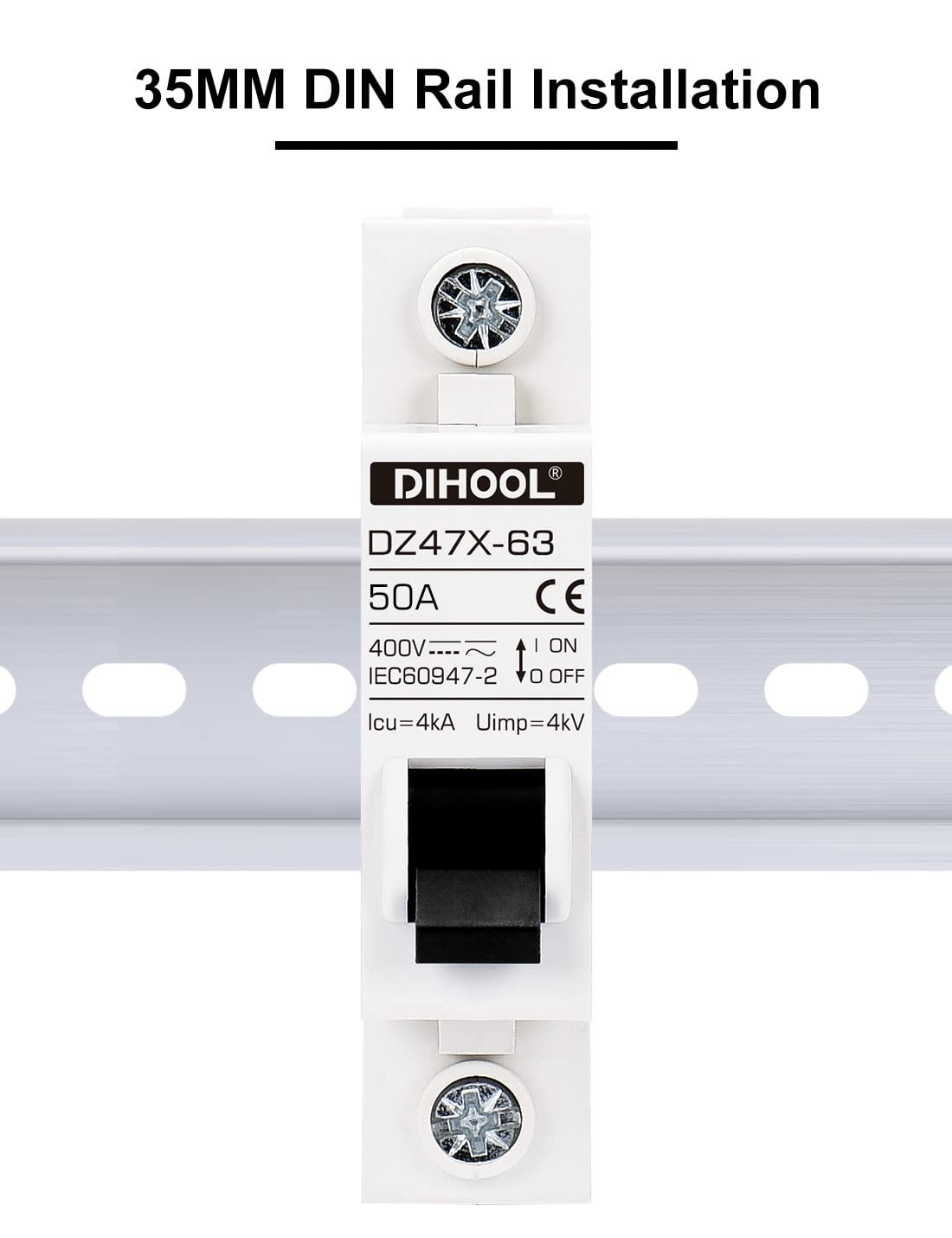 Dihool Ac/Dc Miniature Circuit Breakers 2 Pack Single Pole 50 Amp 12V 24V 48V