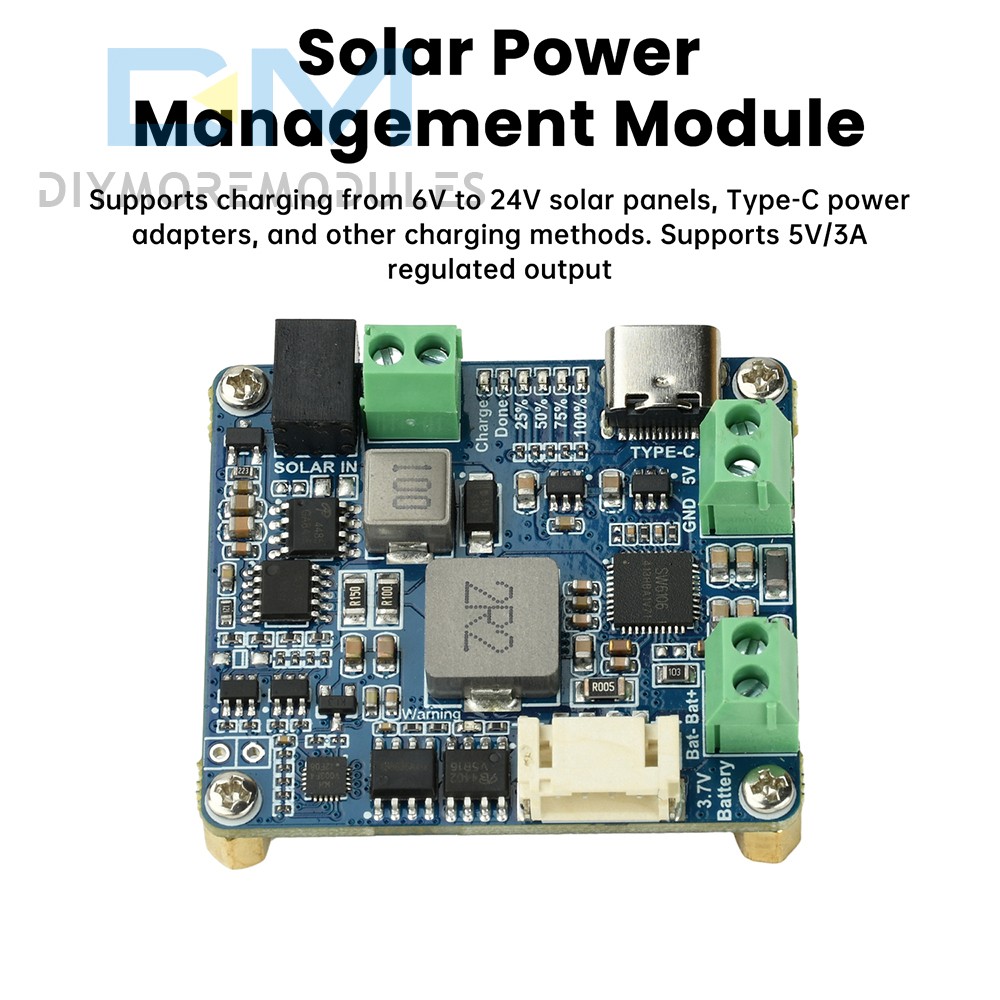 6-24V Solar Panel Power Management Module 5V 3A Supports MPPT, PD QC FCP SFCP