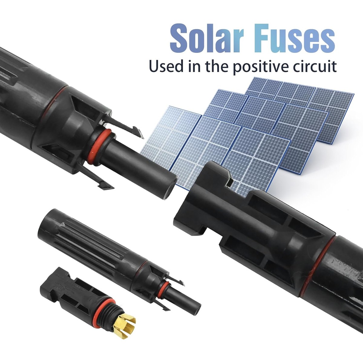10/15/20/30/32A Quick Release in-line Fuse Holder Solar Panel Connectors w/Fuses
