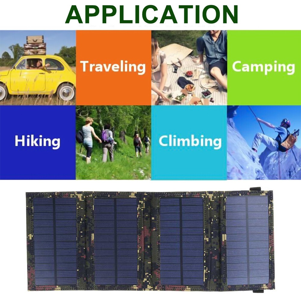 80W Foldable USB Solar Panel Charger Power Bank for Camping Hiking