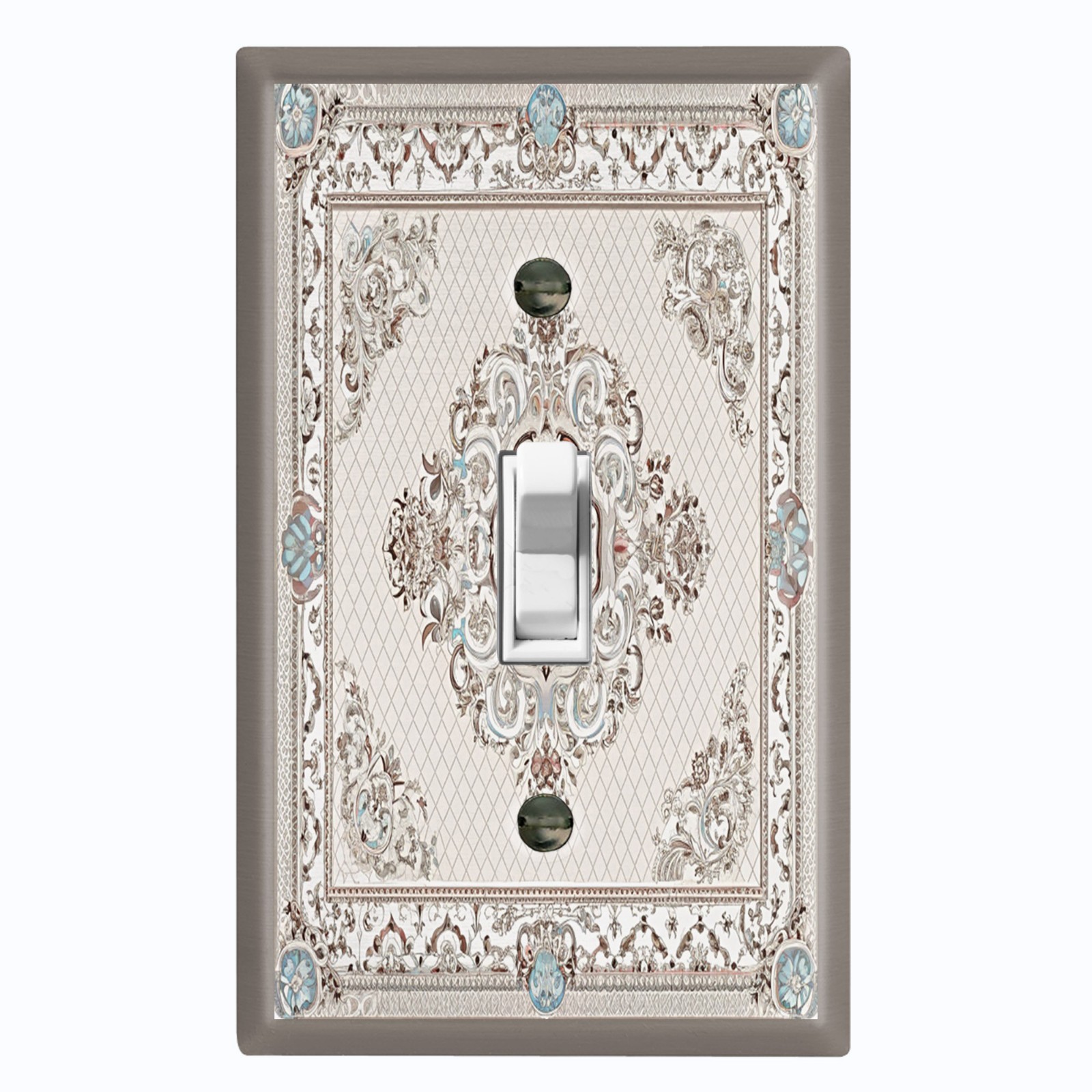 Metal Light Switch Outlet Cover Wall Plate Vintage Floral Frame Art FME152
