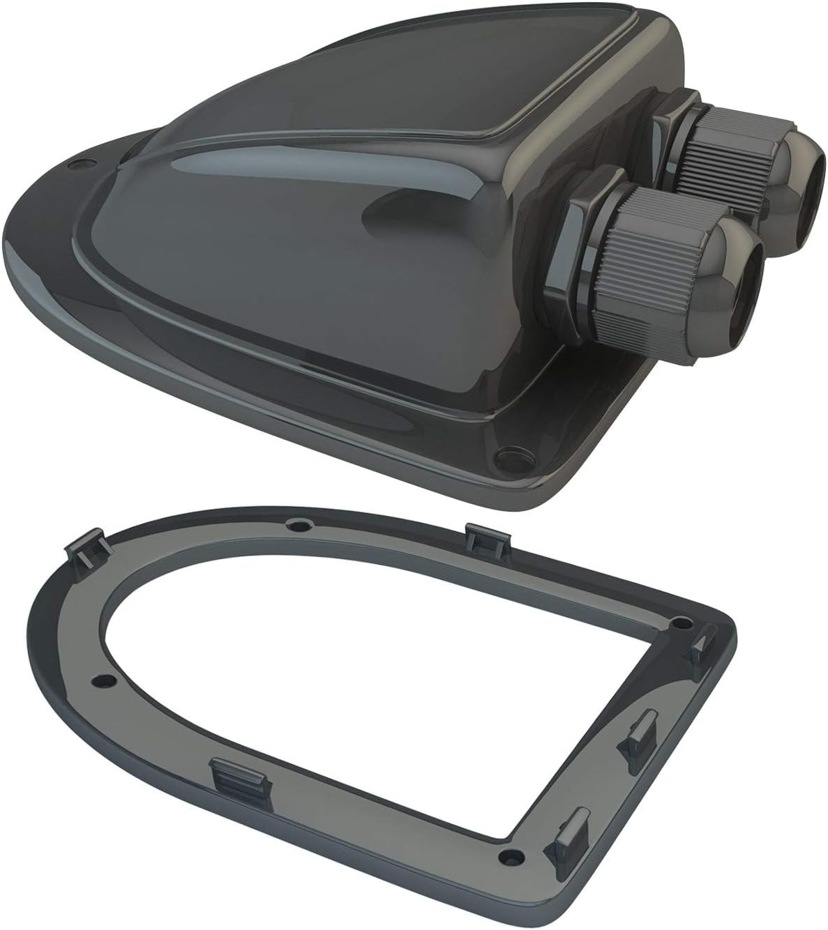 ABS Solar Double Cable Entry Gland Black for RV Boat Camper Trailer