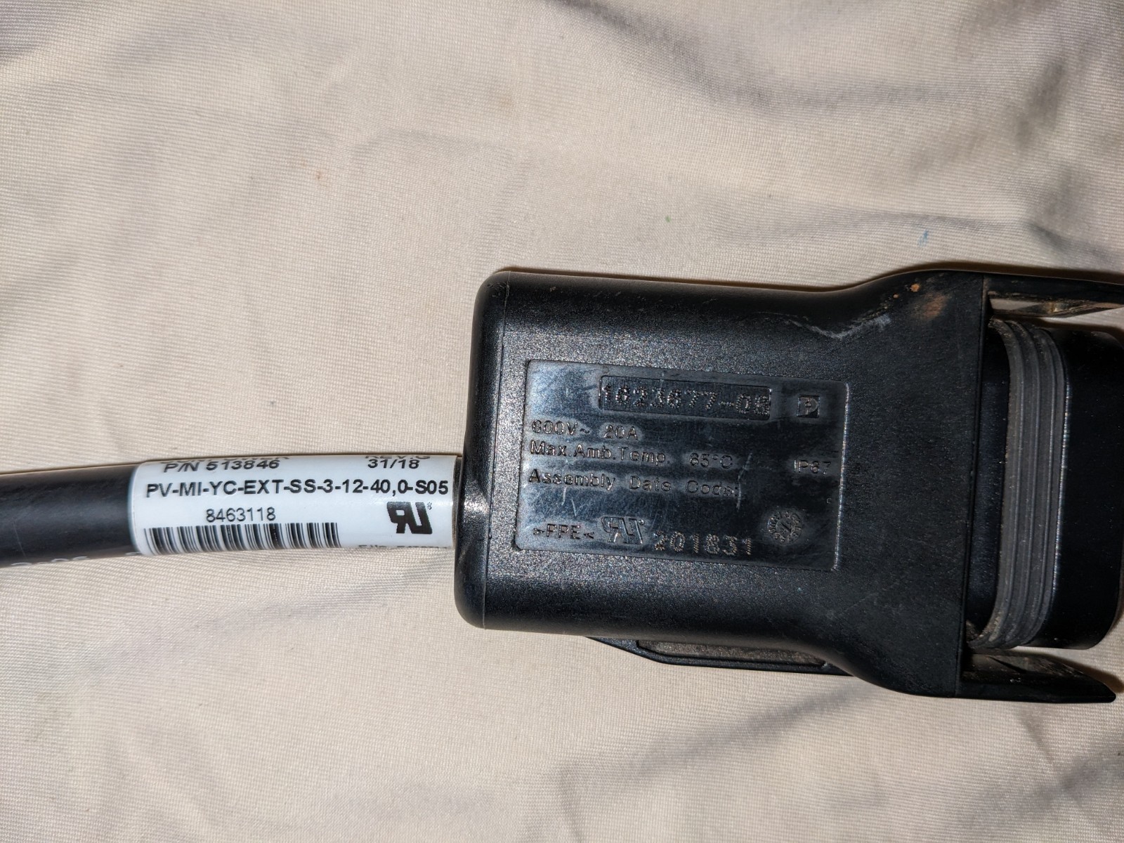 SunPower AC Extension Cable 42″ Type C Male to Male Plug 513846 Equinox Solar