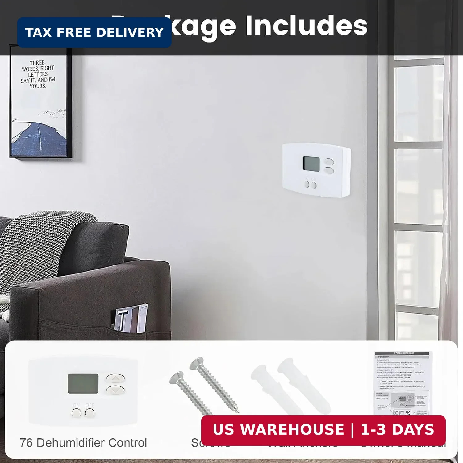 Digital Wall Mount Dehumidifier Control Whole-House Humidity Regulation | Compat