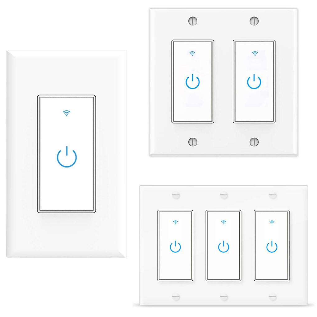 WIFI Smart Light Switch Work with Alexa&Google Voice and Remote Control 2/3 Gang
