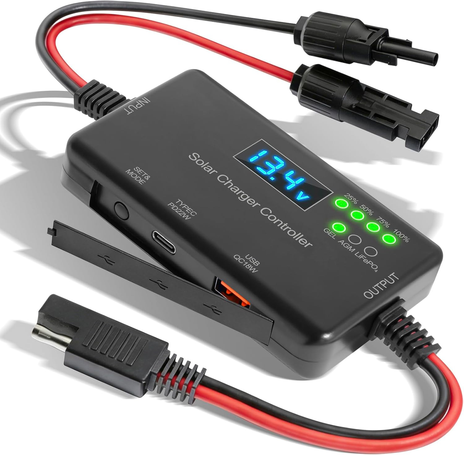 20A Solar Charge Controller 12V, 30V Max VOC | LCD Display, Multi-Protection | 2