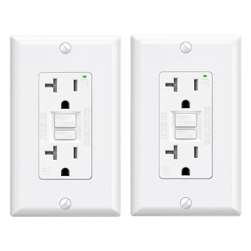 GFCI Outlet Self-Test GFI Electrical Outlet with Narrow Design, 20 Amp 2 White