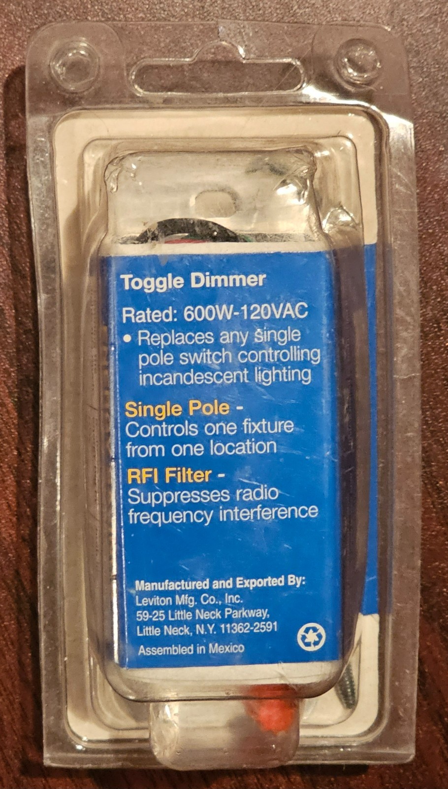 Leviton 6641-W Single-Pole Toggle Dimmer Switch 600W 120VAC With RFI Filter Read