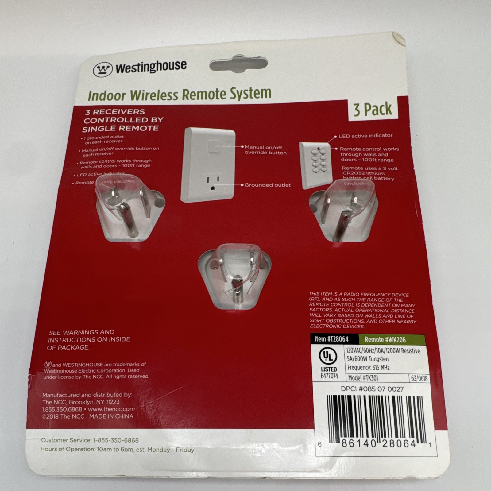 Westinghouse WK206 Indoor Wireless Remote Outlet System 3-Pack Grounded 15A