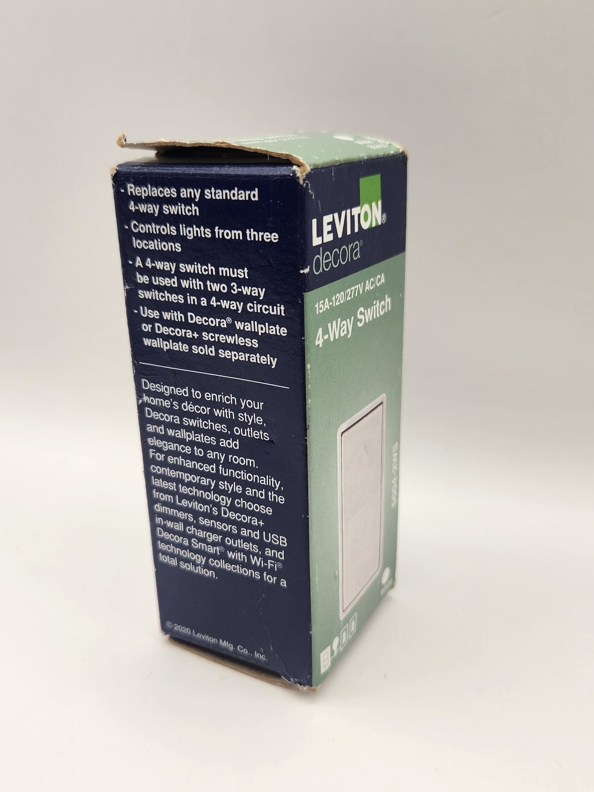 Leviton Decora 5604-2WS 4-Way Switch 15A 120/277V White S12-5604-2WS NEW
