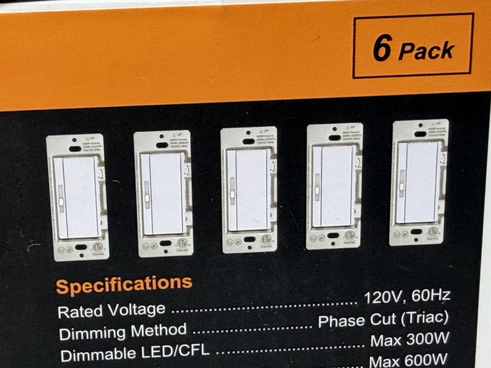 6 Pack Dimmer Light Switch, LED Dimmer Switch, Single-Pole or 3-Way,