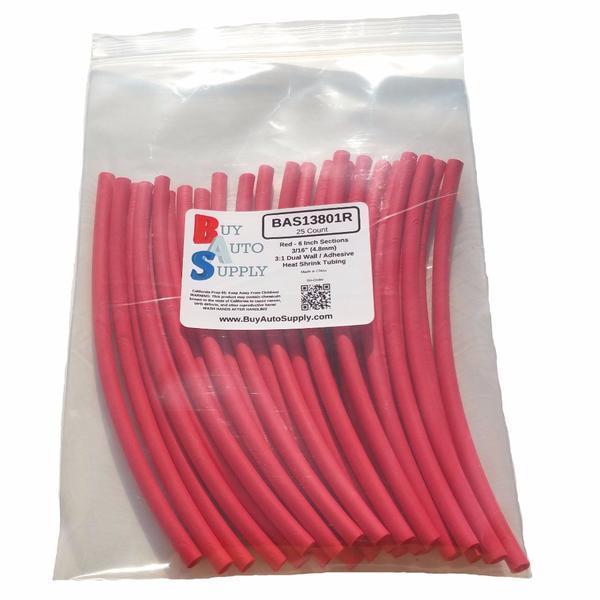 3:1 Heat Shrink Tubing Dual Wall Adhesive Lined 3/16″ – 6″ Sections -Black & Red