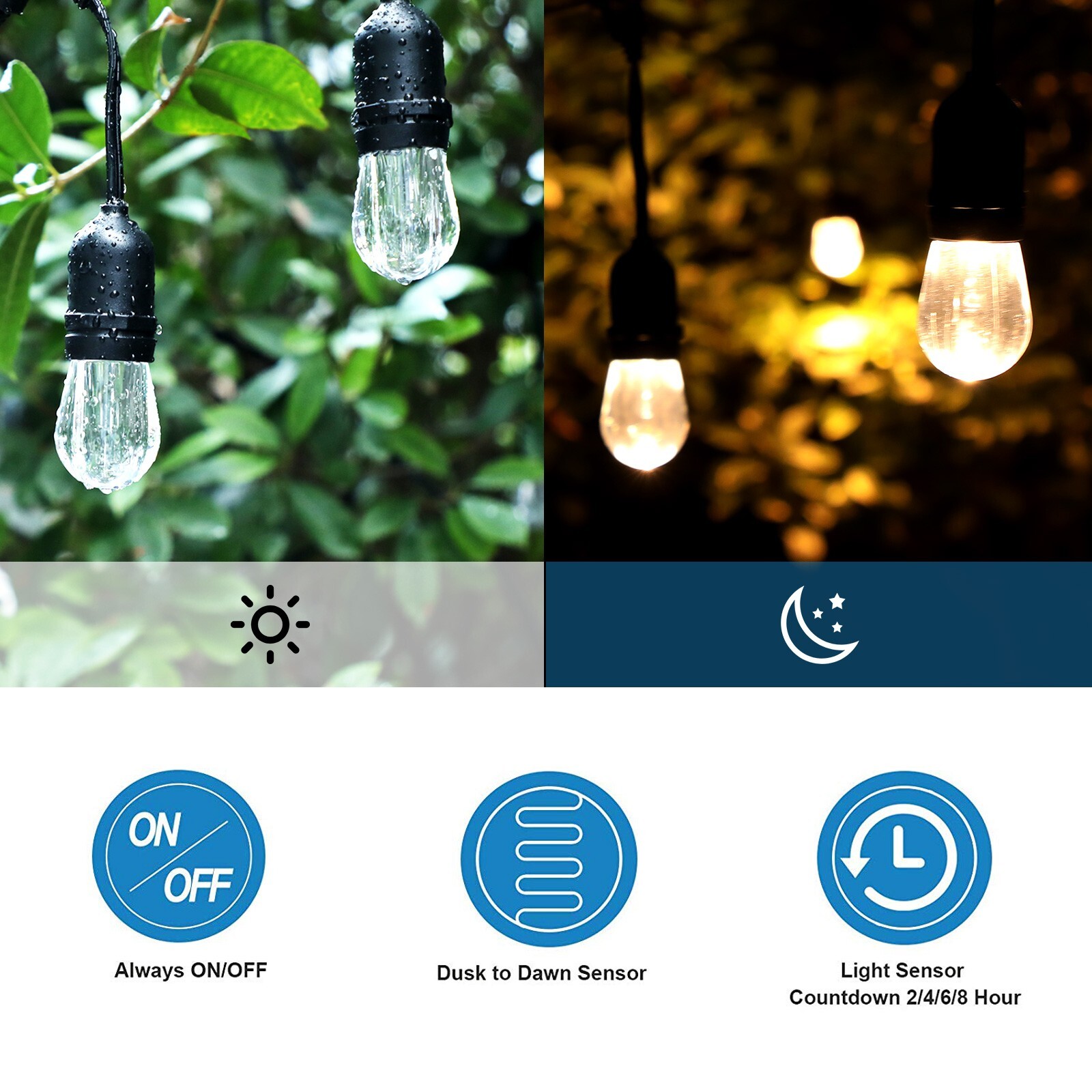 DEWENWILS Photocell Light Sensor Outdoor Light Timer Weatherproof Switch 2Outlet