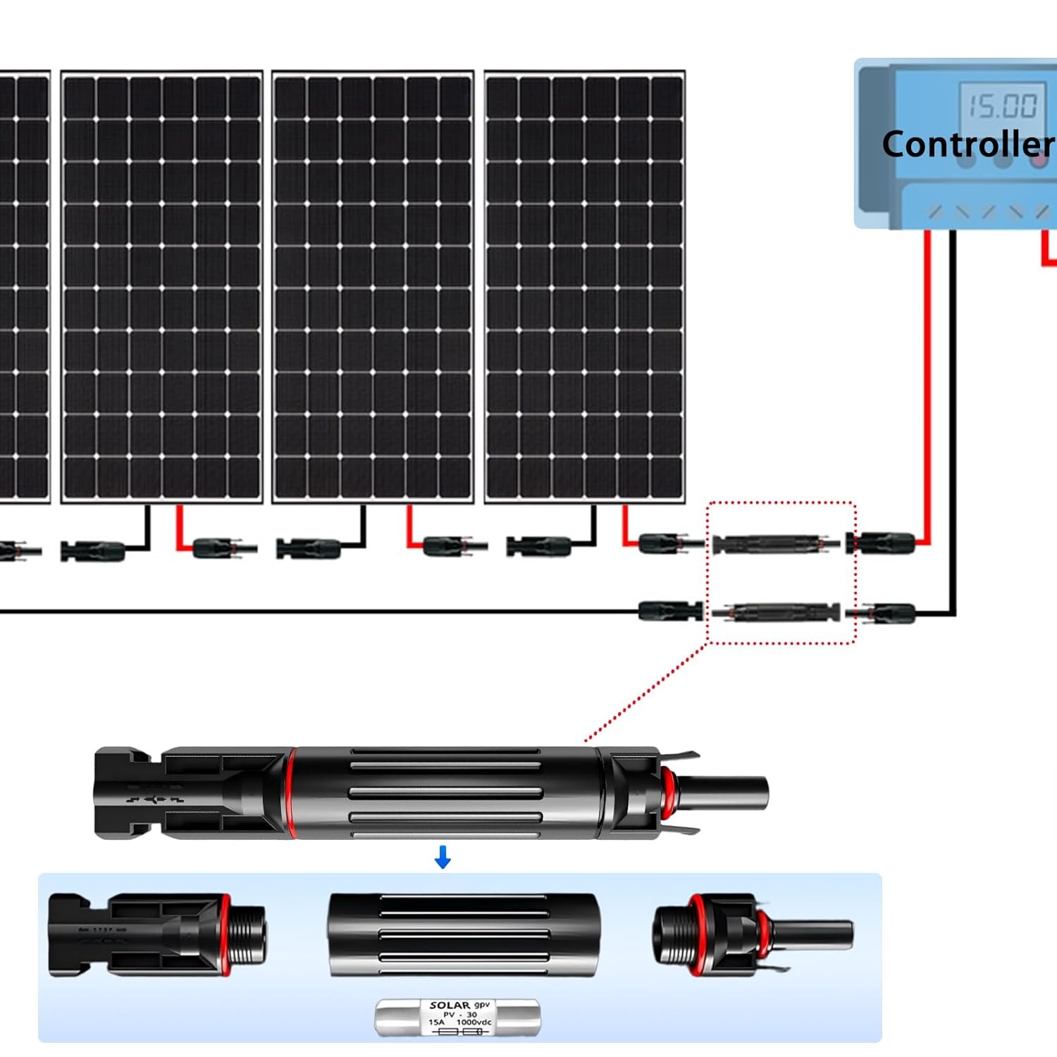 10X Solar Fuses Holder Inline,Solar Fuse Connector Solar Surge Protection Device