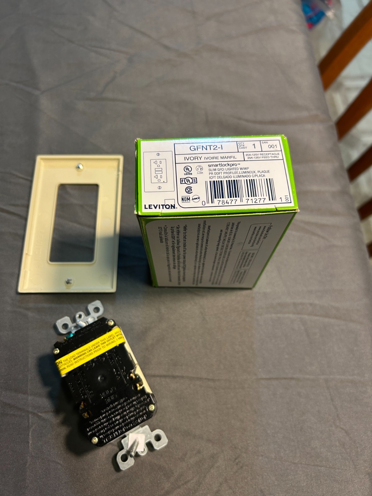 LEVITON GFNT2-I SELF-TEST 20A GFCI OUTLET IVORY 20A-125V