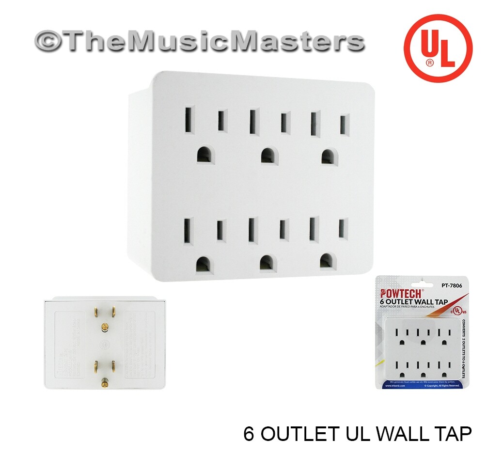 Electrical Socket 6-Way Power Splitter Tap 6 Outlet AC Wall Plug Adapter Cover
