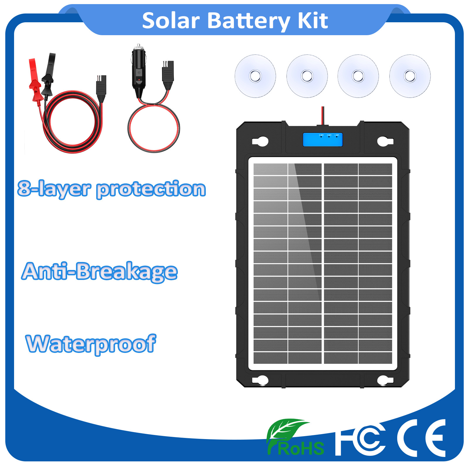 Solar Battery Trickle Charger Maintainer 12v Solar Panel Kit Car Portable 7.5W