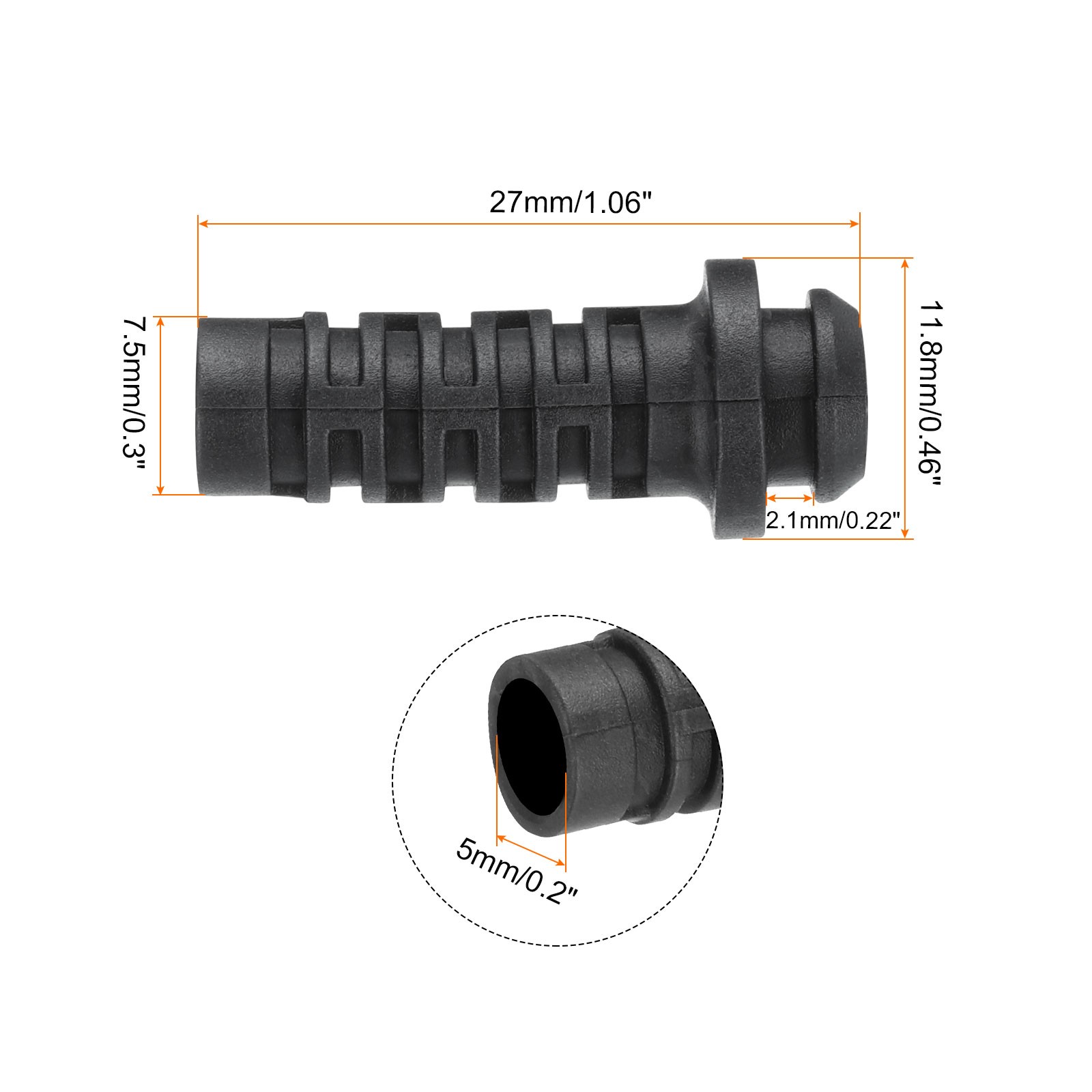 30pcs 5mm Strain Relief Cord Cable Bushing Boot Sleeve