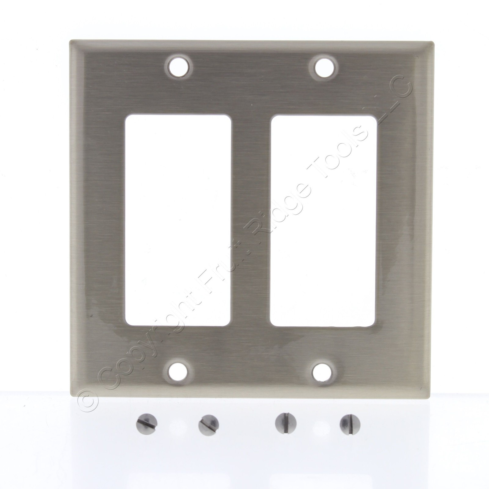 Cooper ANTIMICROBIAL 2-Gang Stainless Steel Decorator Wallplate Cover GFCI GFI