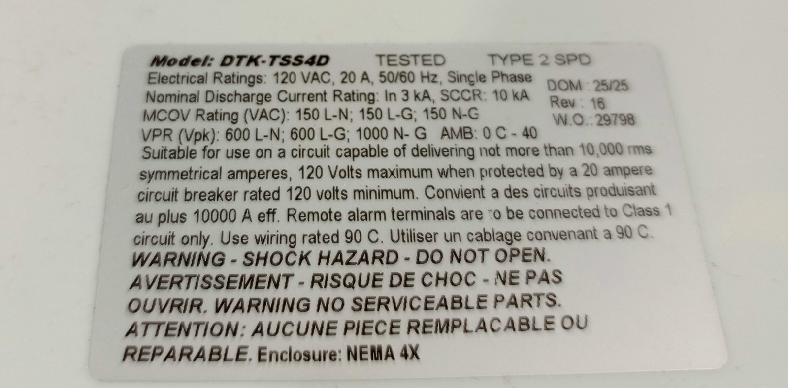 DTK-TSS4D Type 2 SPD Surge Protection Device