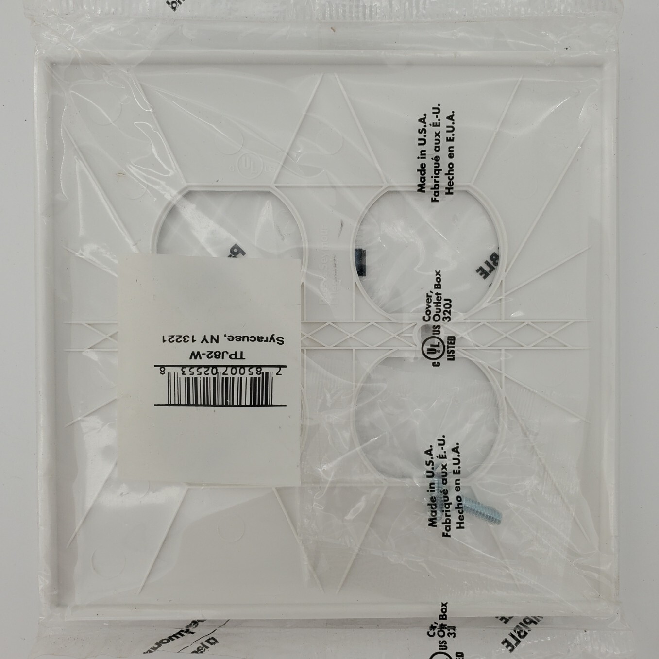 Matte White Duplex Receptacle 2-Gang Jumbo Wallplate Pass & Seymour (Lot of 2)