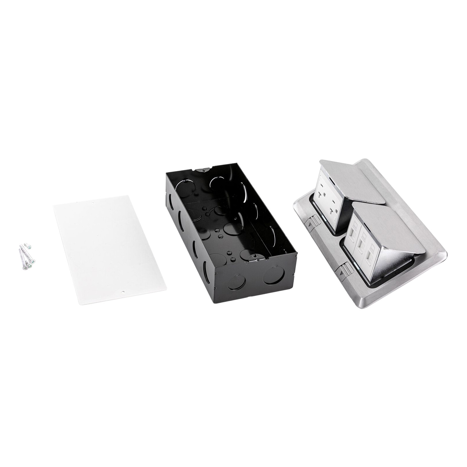 Dual Pop Up Floor Outlet 20A USB W/ Sockets Electrical Outlet Receptacle Silver