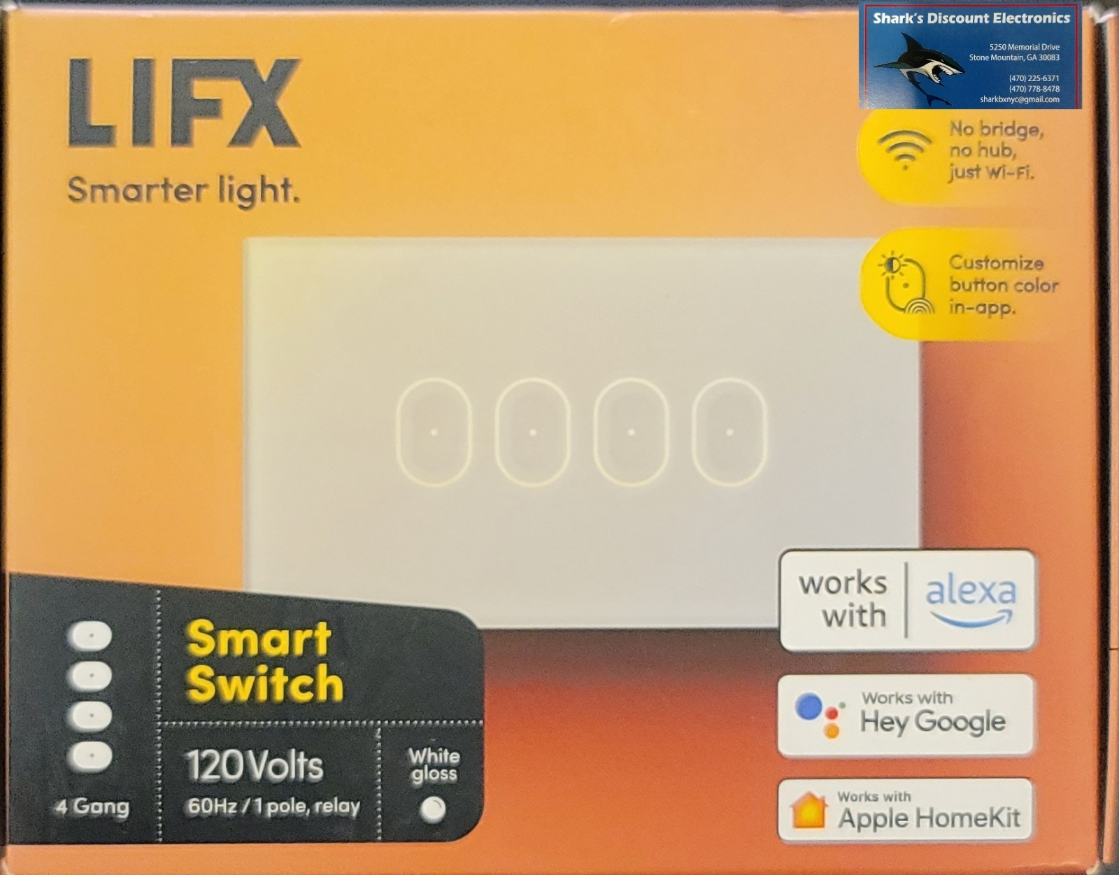 LIFX SMART SWITCH 120V – 60HZ- 1 POLE, RELAY- 4 GANG- WHITE GLOSS (31D)
