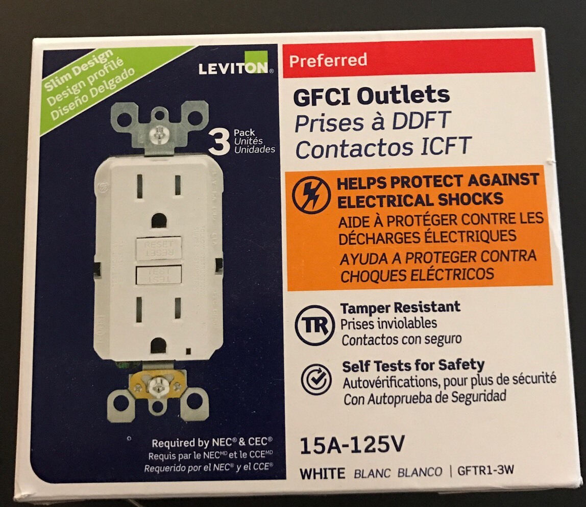 Leviton SmartLockPro GFCI Outlet 15A-125V Slim Tamper Resistant White GFTR1-3W