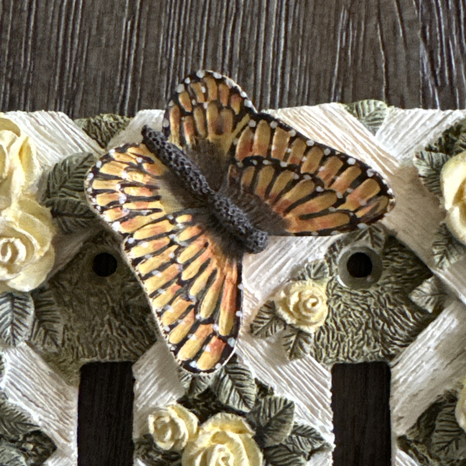 Double Light Switch Plate Butterfly 3D Lattice Roses Floral Set Of 2 Resin