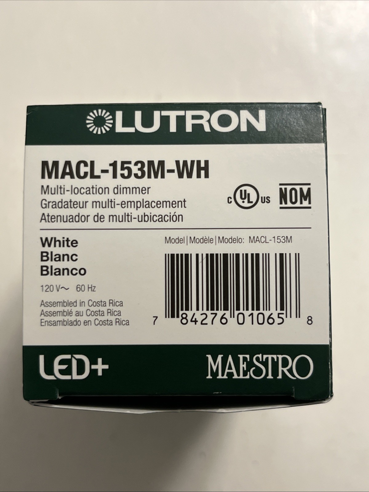 Lutron Maestro LED+ Dimmer Switch White MACL-153M 150W Single-Pole 3-Way & Plate